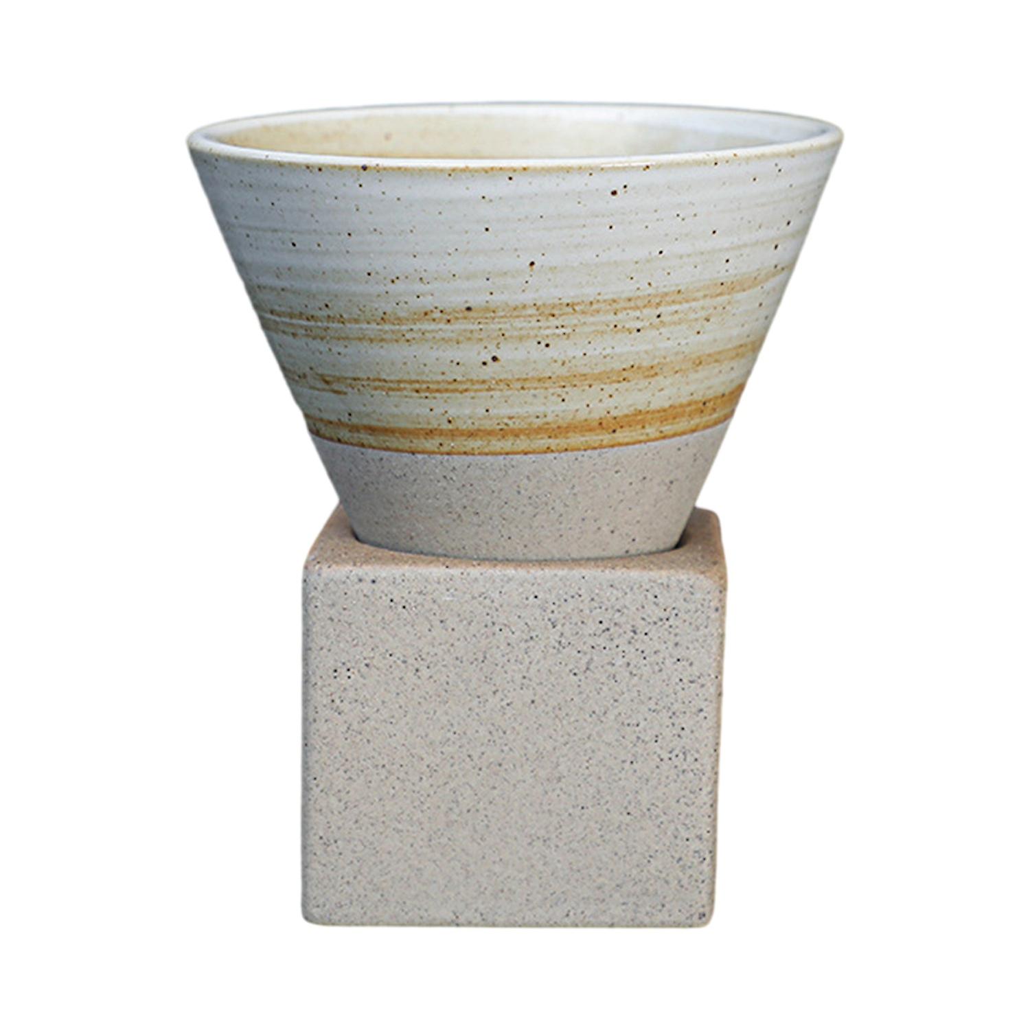 ZHOUBA 200 ml surowy ceramiczny lejek do kawy filiżanka z podstawą Ręcznie robiona herbata Latte Cappuccino Espresso Stożkowy kubek Biały 200ML