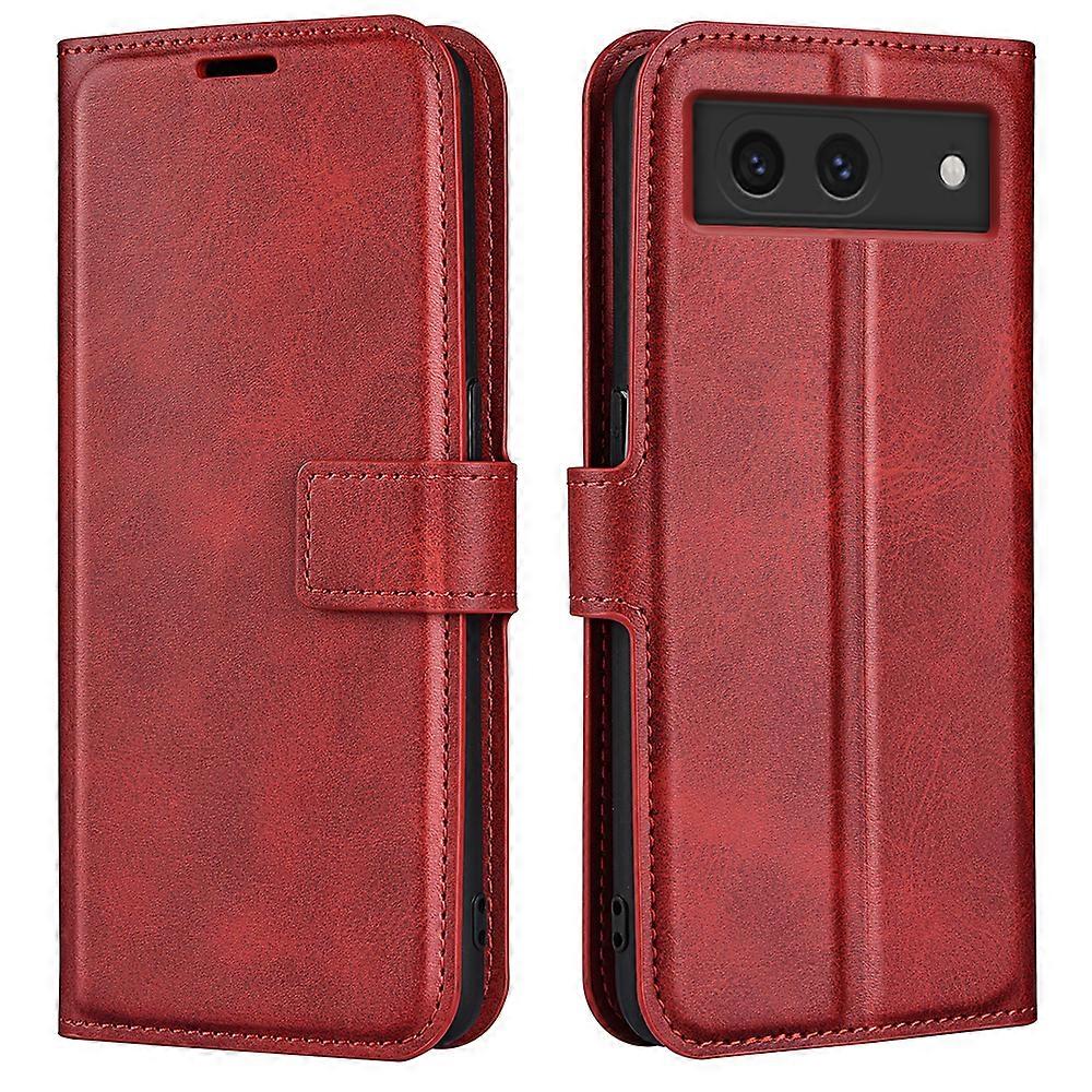 Do etui na telefon z portfelem Google Pixel 8a Tekstura łydki Ochronny pokrowiec na telefon ze skóry PU Czerwony
