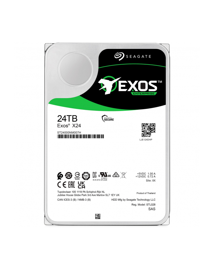 seagate EXOS X24 24TB SAS ISE 3.5IN/7200RPM 6GB/S 512E/4KN