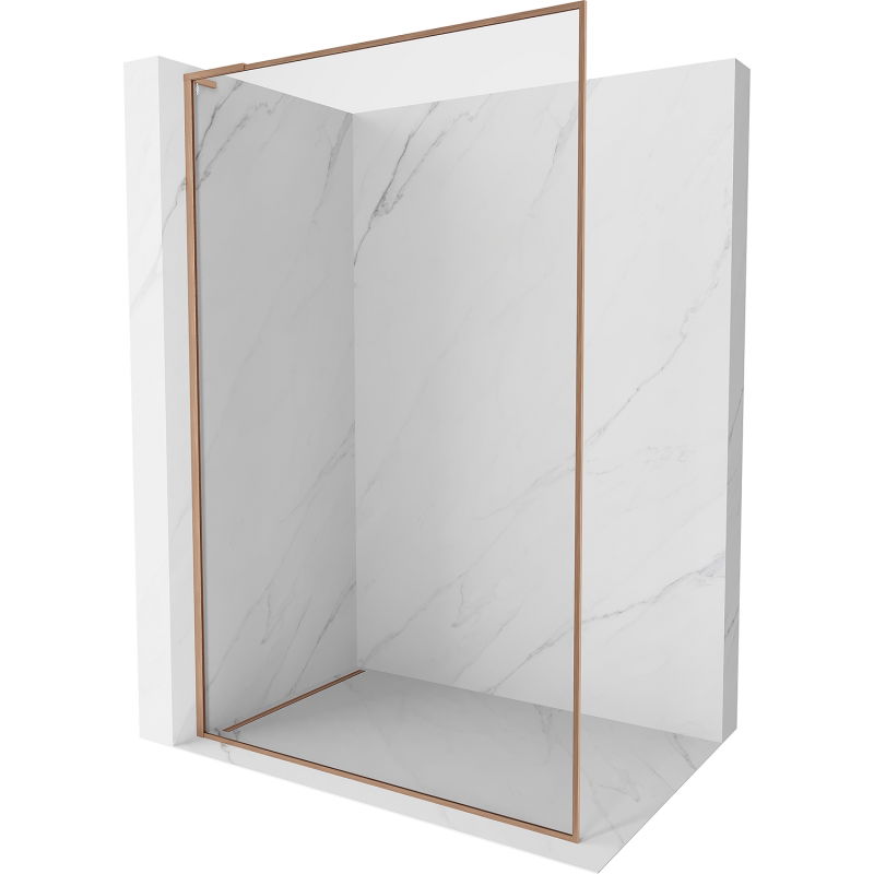 Mexen Kioto-XF L ścianka prysznicowa Walk-in z ramką 90 x 202 cm, transparent 10 mm, miedź szczotkowana - 800-090-174-65-00-XF