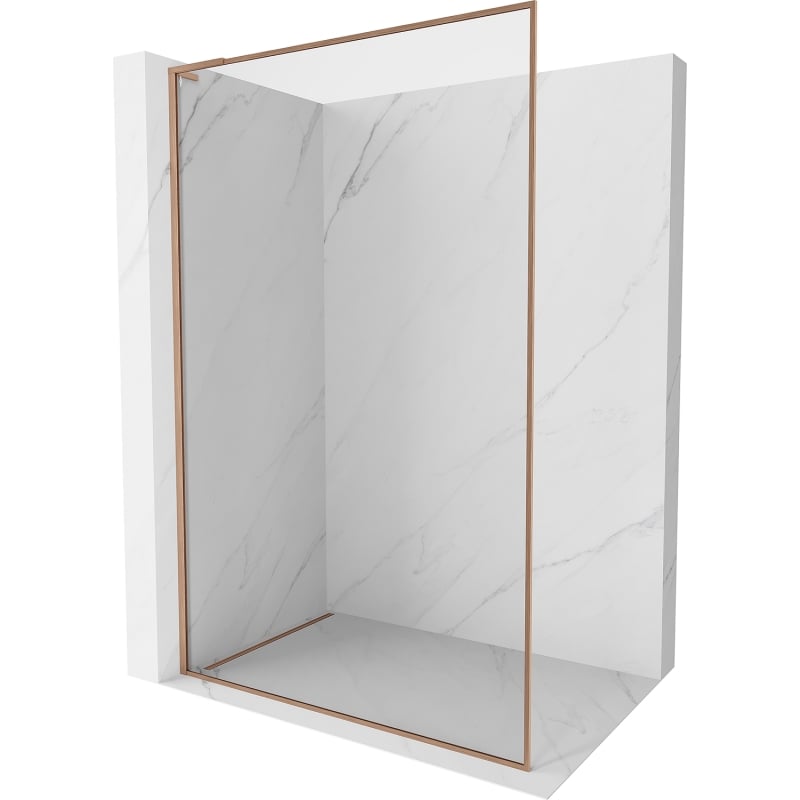 Mexen Kioto-XF L ścianka prysznicowa Walk-in z ramką 120 x 202 cm, transparent 10 mm, miedź szczotkowana - 800-120-174-65-00-XF