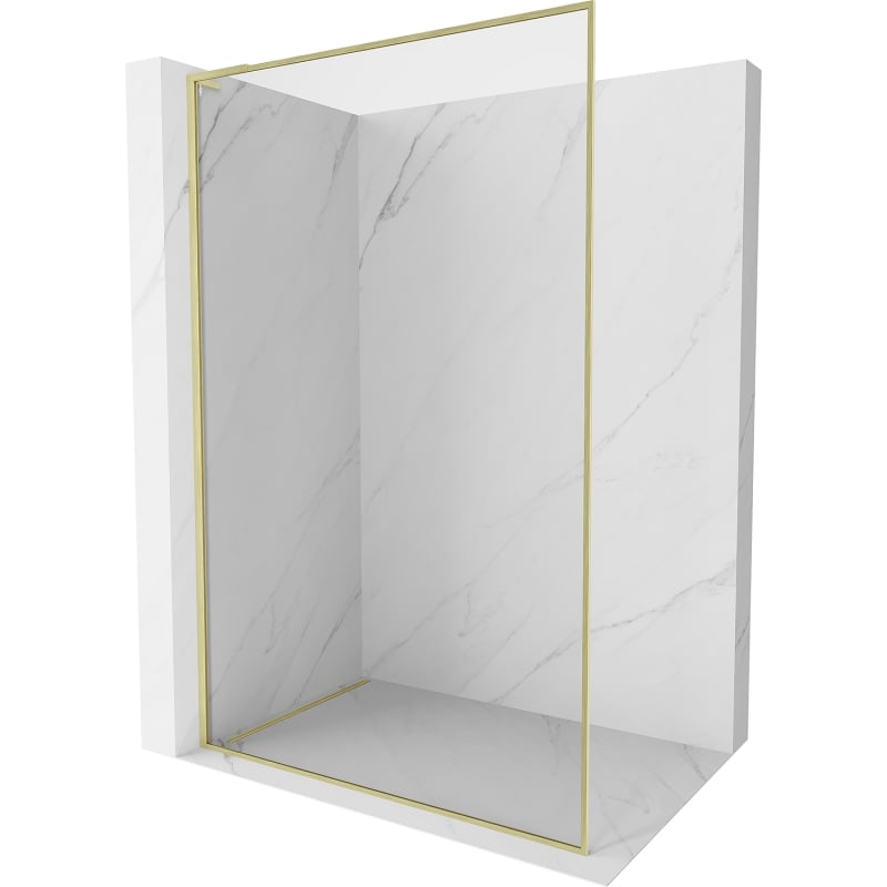 Mexen Kioto-F L ścianka prysznicowa Walk-in z ramką 50 x 202 cm, transparent 8 mm, złota szczotkowana - 800-050-174-55-00