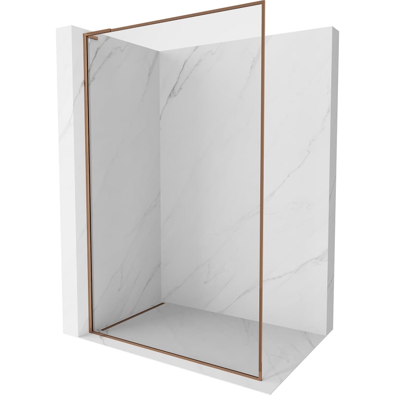 Mexen Kioto-F L ścianka prysznicowa Walk-in z ramką 100 x 202 cm, transparent 8 mm, różowe złoto - 800-100-174-60-00
