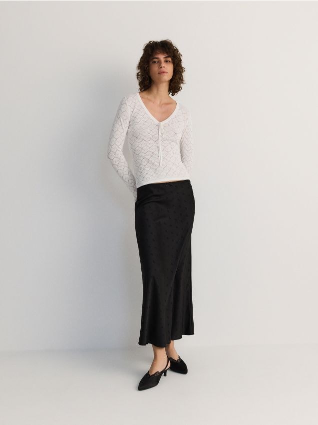 Reserved - Spódnica midi - czarny