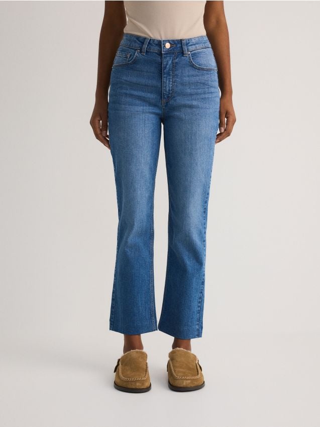 Reserved - Jeansy mini flare - niebieski