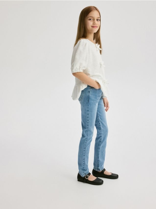 Reserved - Jeansy slim super high waist - niebieski