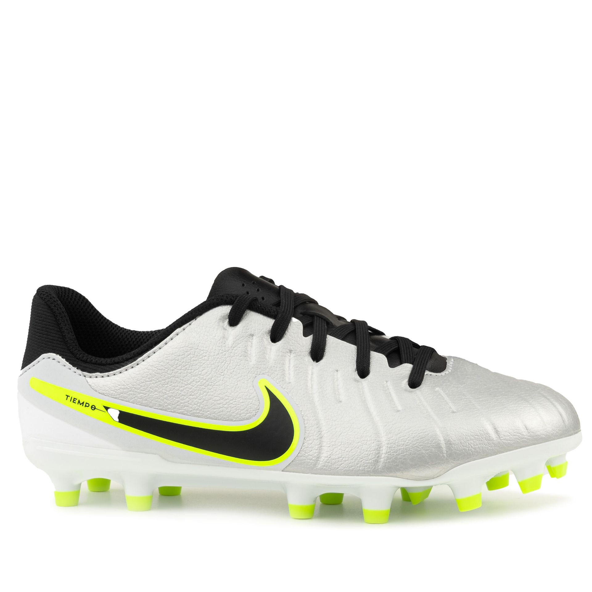Buty piłkarskie dziecięce Nike Tiempo Legend 10 Academy FG/MG metallic silver/volt/black WYSYŁKA W 24H 30 DNI NA ZWROT