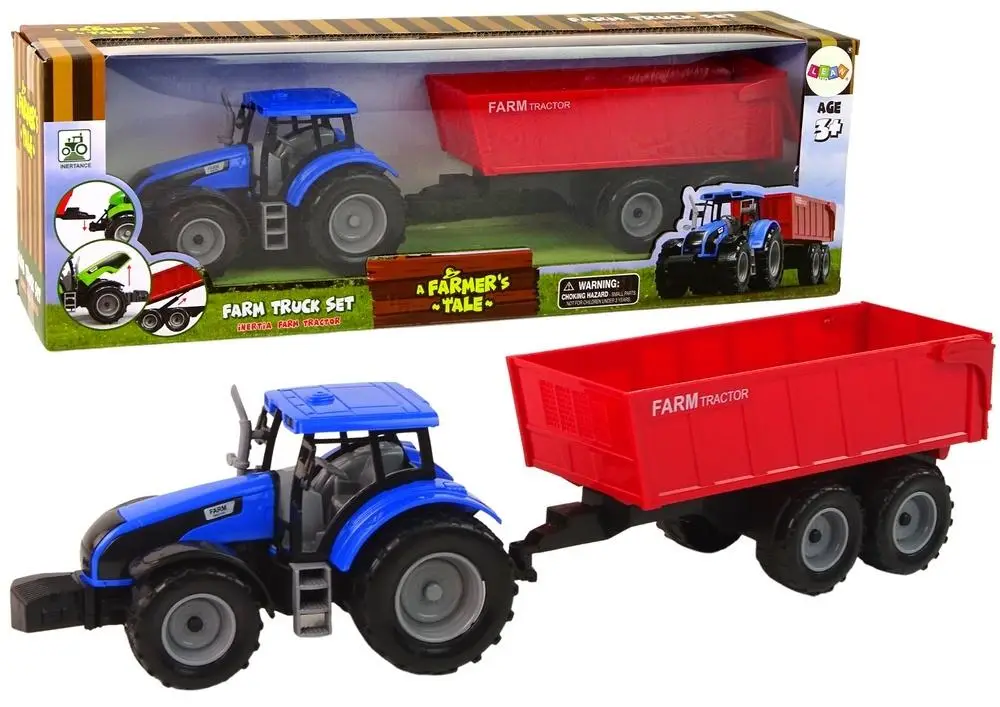 Traktor z przyczepą niebieski - Leantoys