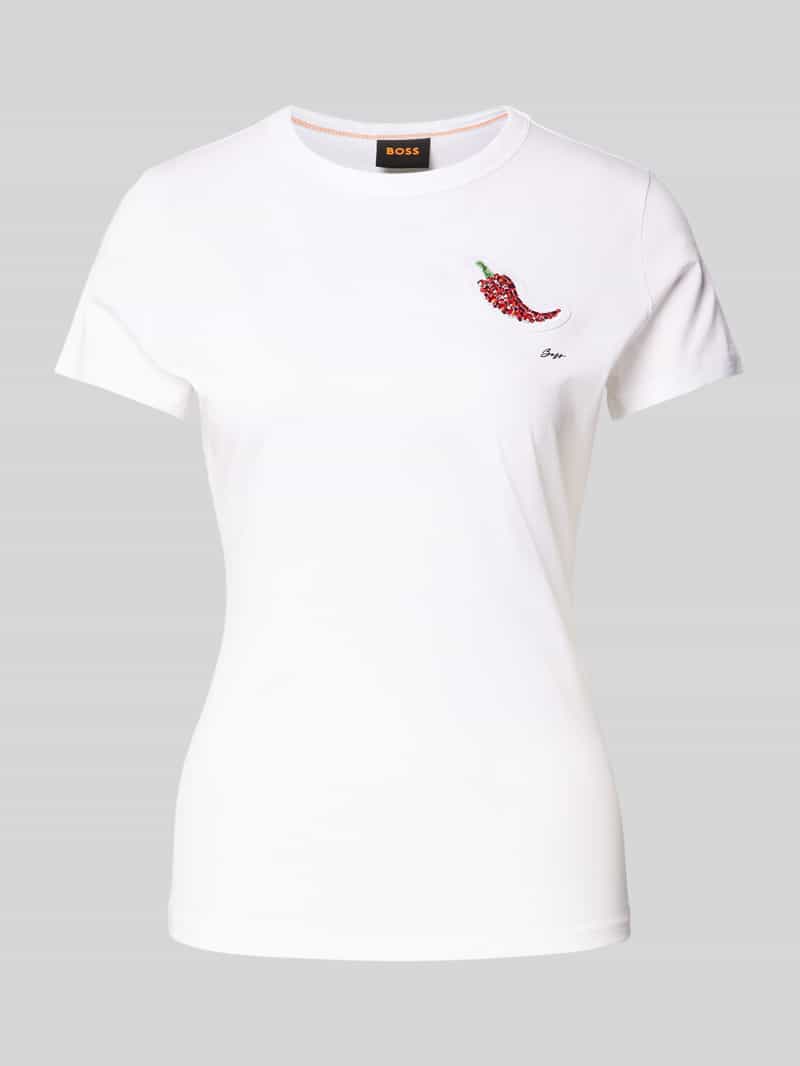 T-shirt z wyhaftowanym logo model ‘Endora’