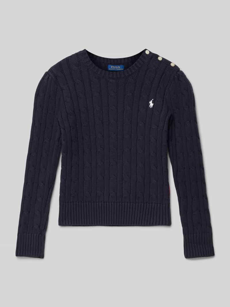 Sweter z dzianiny z wyhaftowanym logo