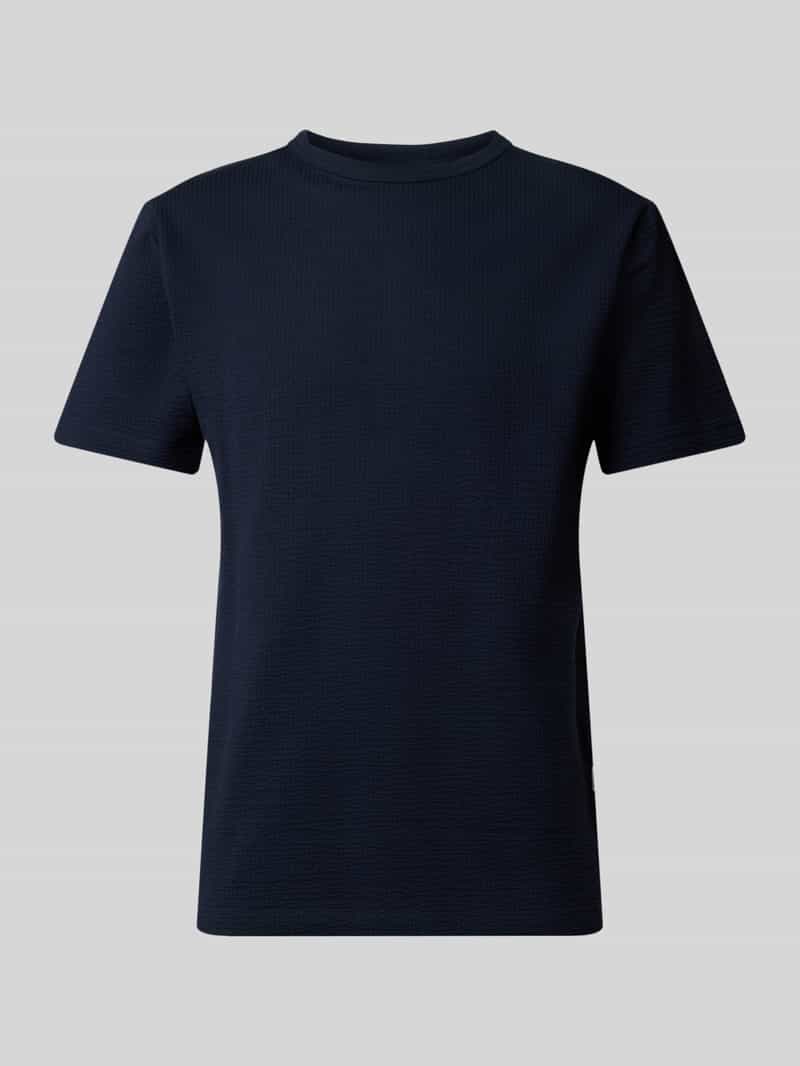 T-shirt z prążkowanym, okrągłym dekoltem model ‘SANDER’