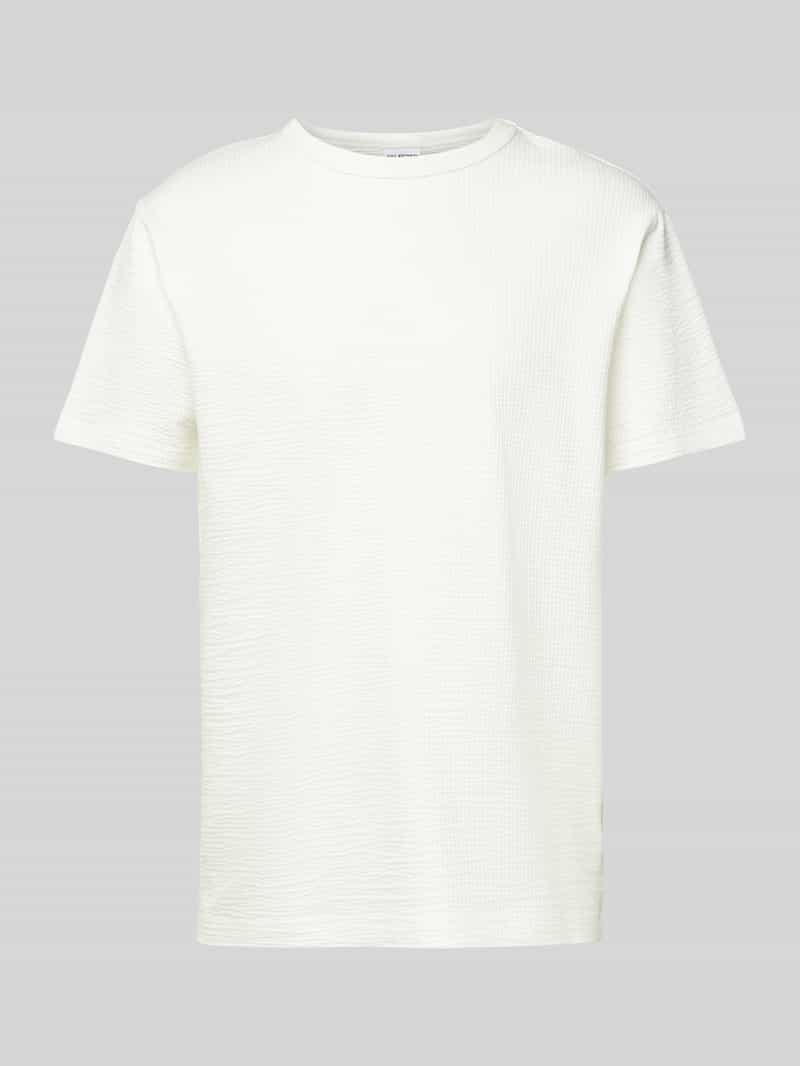 T-shirt z prążkowanym, okrągłym dekoltem model ‘SANDER’