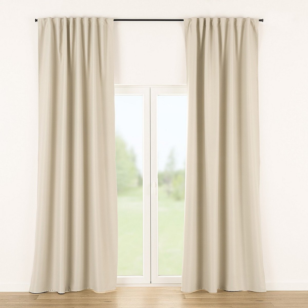 Zasłona BASIC na taśmie marszczącej 140x280cm szarobeżowy blackout 1 szt., 140x280