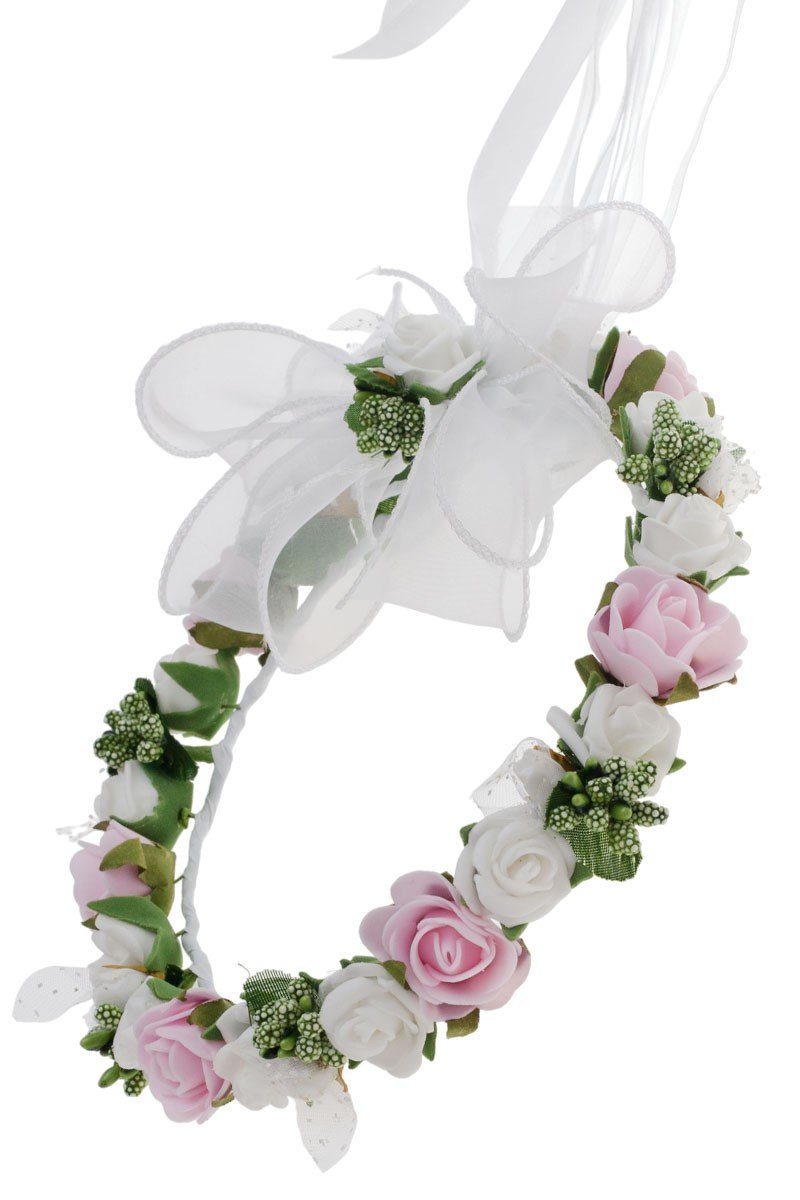 Wianki komunijne jak żywe z tasiemki wianek komunijny komunia sztuczny WK121