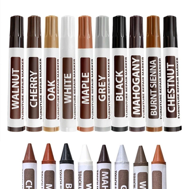 DUŻY ZESTAW DO NAPRAWY PANELI MEBLI DRZWI DREWNA PODŁOGI RYS MARKERY WOSKI