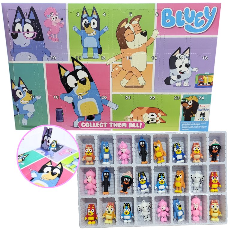 Kalendarz Adwentowy BLUEY 24 FIGURKI NA KAŻDY DZIEŃ PIESKI PRZYJACIEL BINGO