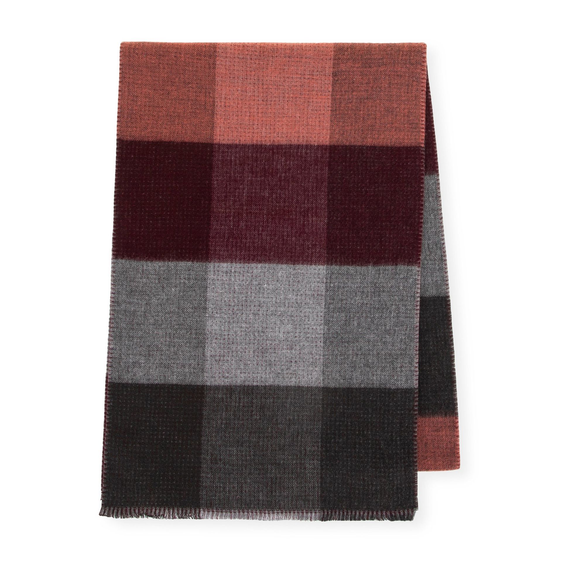 Męski szal w kratę bordowo - szary