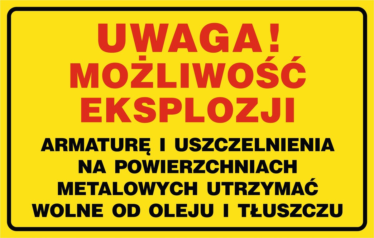 Tabliczka: Uwaga! Możliwość eksplozji. 30x42cm PCV 3mm
