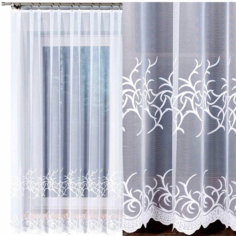 Firana żakardowa BAKARO 400x180cm prosta (gotowa) z obszyciem