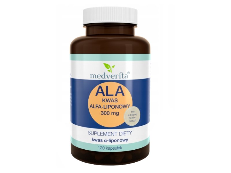 Suplement diety, Medverita, Witaminy i minerały, ALA Kwas Alfa-liponowy 300 mg, 120 kaps