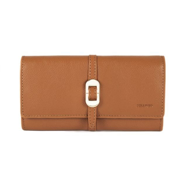 Portfel damski skórzany elegancki RFID - jasnobrązowy