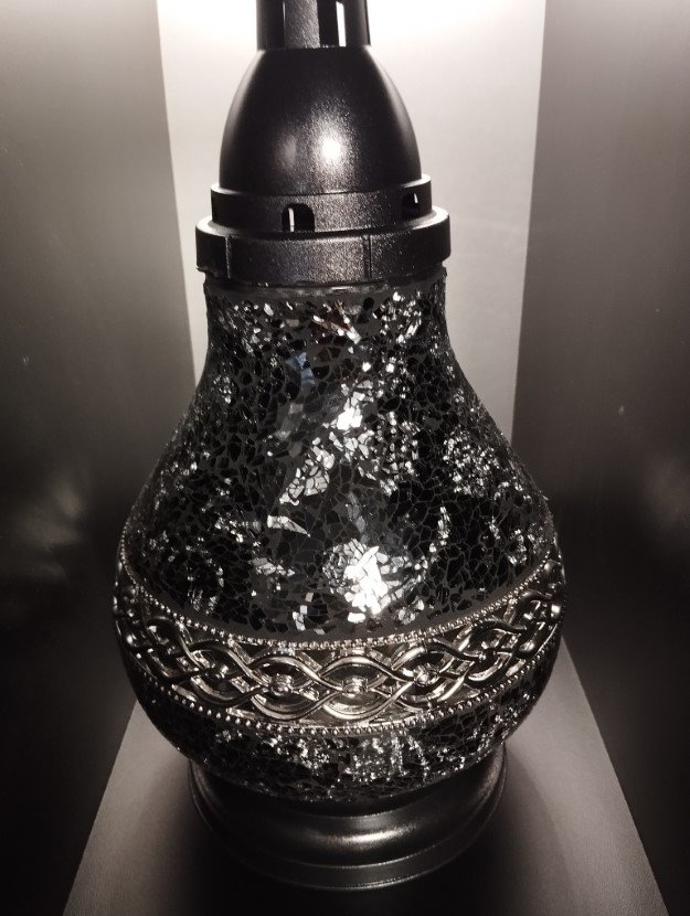 Znicz Lampion Mozaika Witraż Karafa Dekor Czarno-Srebrny