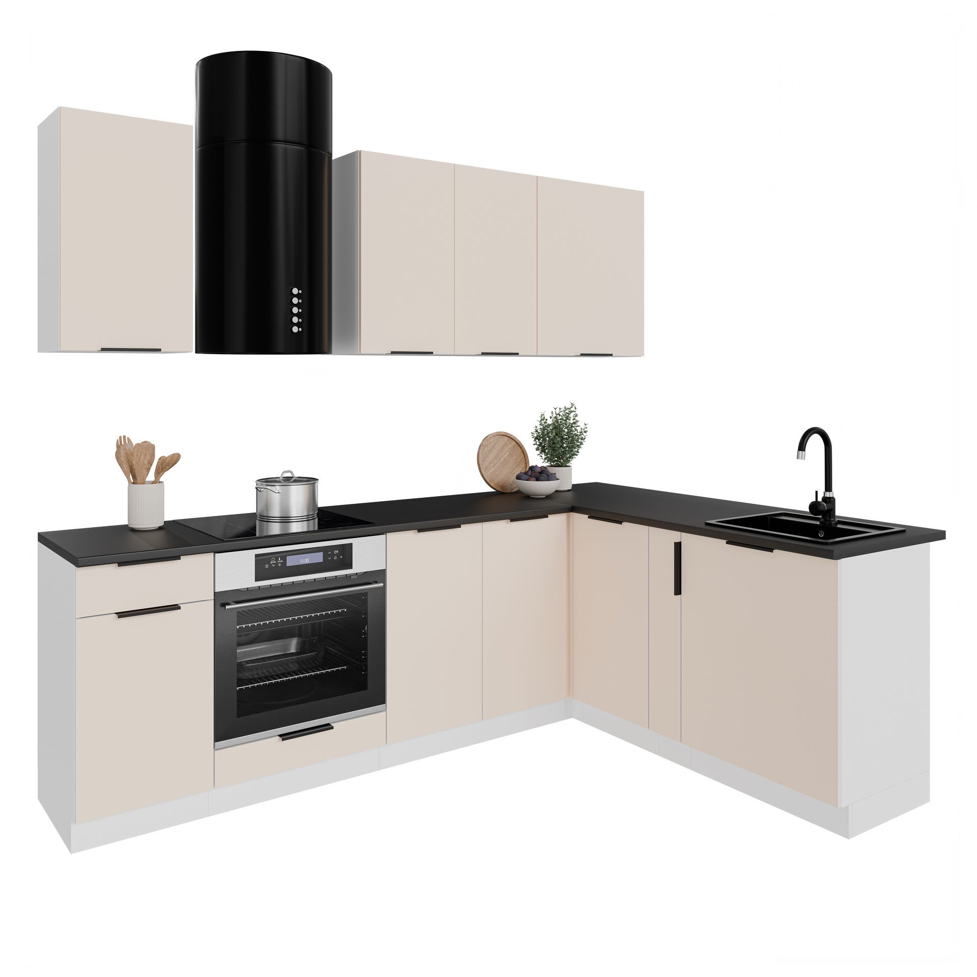 Zestaw Mebli Kuchennych Alto 240X175 Cm Laminat Kaszmir