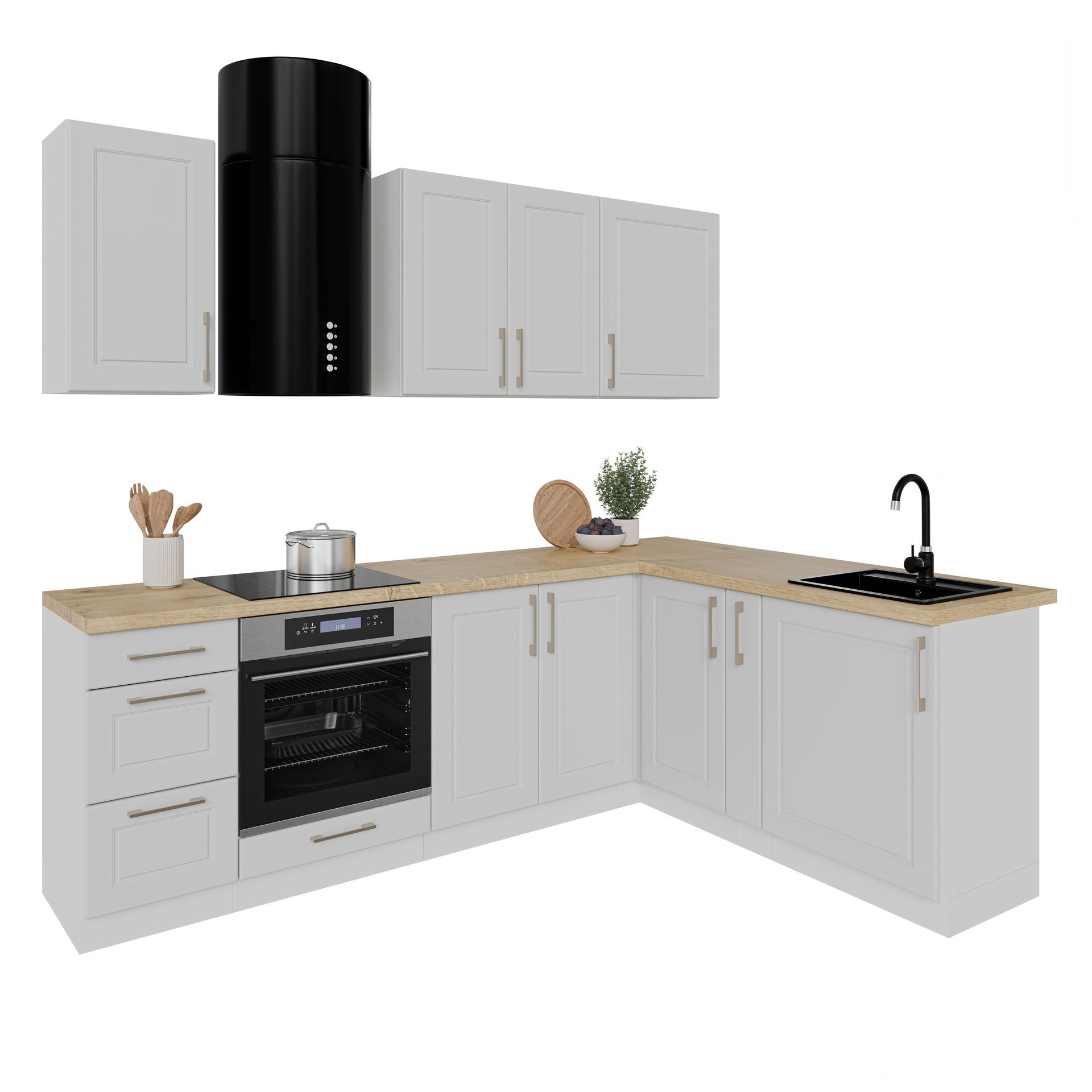 Zestaw Mebli Kuchennych Alto Classic 240X175 Cm Jasny Szary
