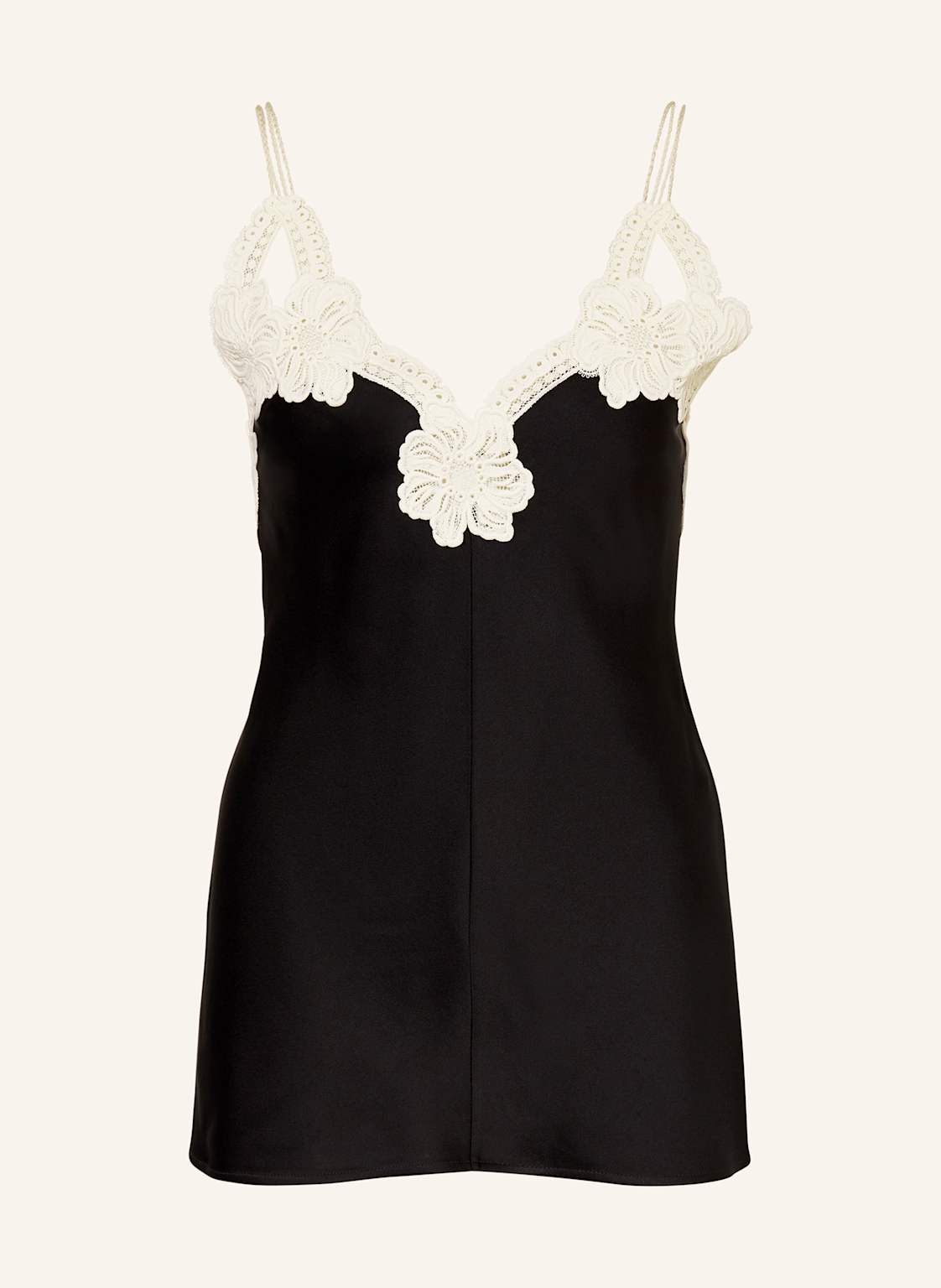 Jil Sander Top Satynowy 107 Z Koronką schwarz