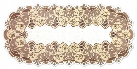 Bieżnik żakardowy wzór 20260 50x100cm owal k. krem / złoty, gruba przędza