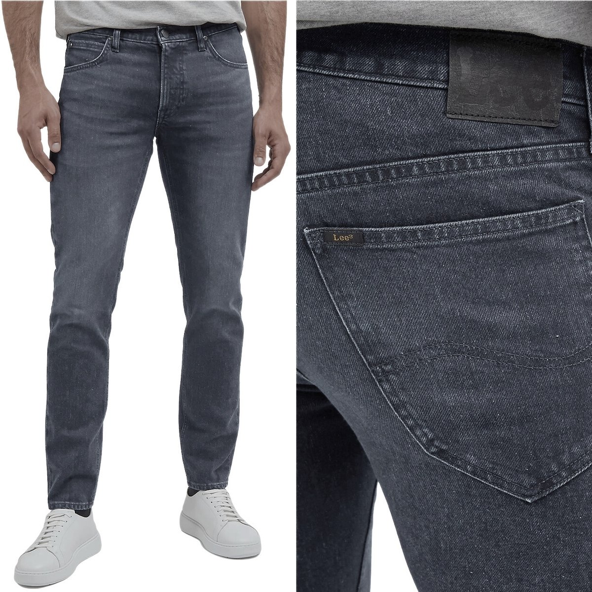 Lee Daren Dark Midnight Dżins Proste Szare Spodnie Jeansowe Grafit W30 L30