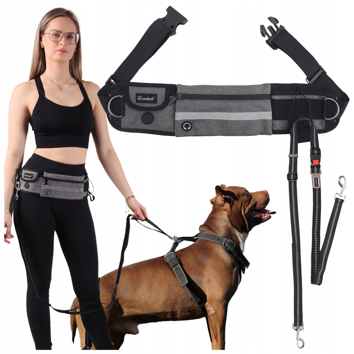 SMYCZ SPORTOWA PAS BIODROWY NERKA dla Psa REGULOWANA AMORTYZATOR MOCNA 50kg