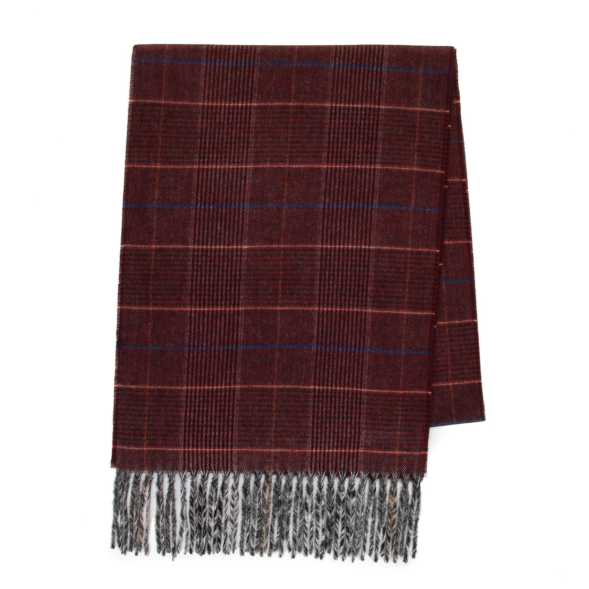 Wąski szal męski z frędzlami bordowy