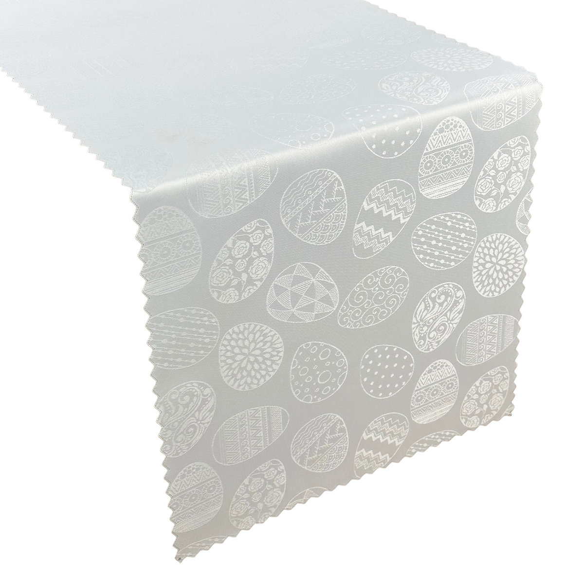 Bieżniki i Serwety Plamoodporne Świąteczne Pisanki Wielkanocny 3355 Biały-40x140 cm
