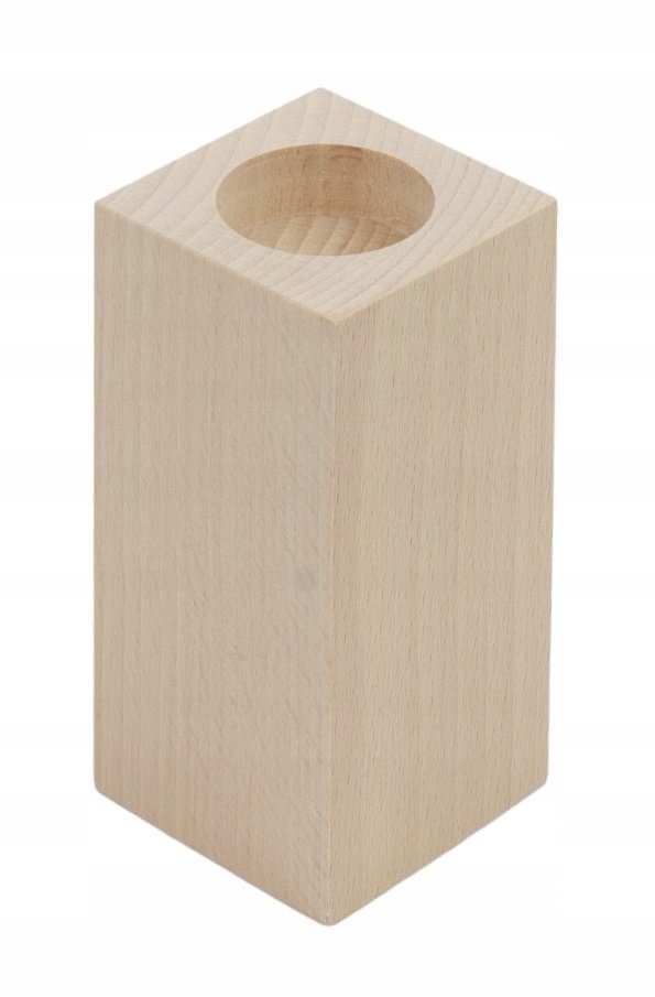 Świecznik 10Cmx6Cm Drewniany Prostokątny Bukowy 1 Sztuka