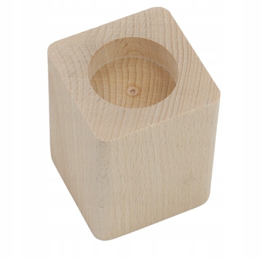 Świecznik 8Cmx6Cm Drewniany Z Zaokrąglonymi Bokami Bukowy 1 Sztuka