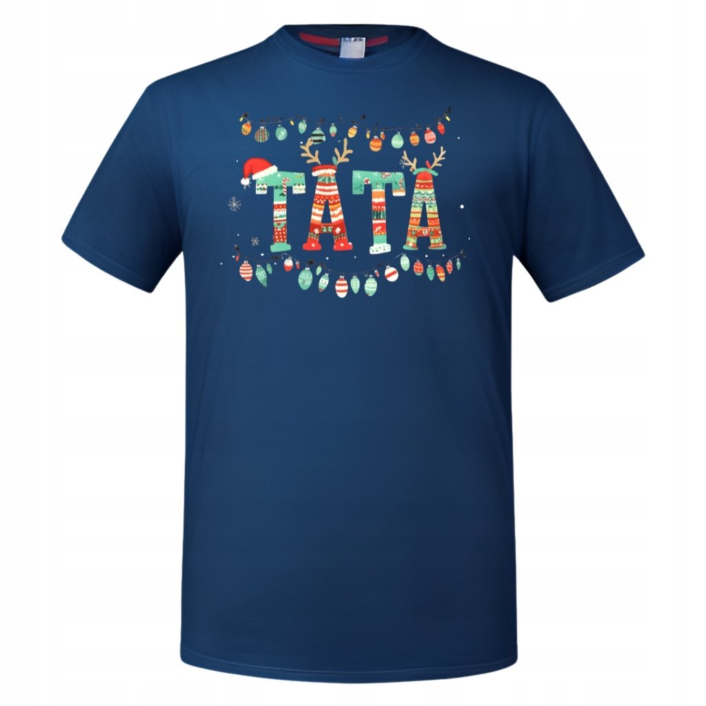 Koszulka męska Świąteczna na Święta napis TATA ozdobiony świątecznie