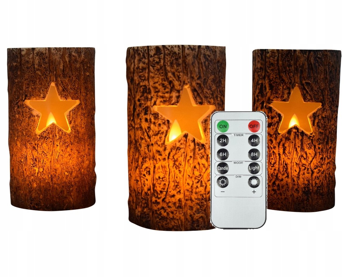 ŚWIECE LED Woskowe Świeczki z NATURALNEGO WOSKU Świąteczne 3szt z PILOTEM