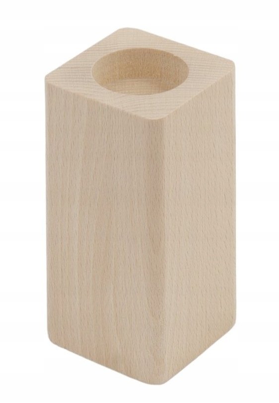 Świecznik 10Cmx6Cm Drewniany Z Zaokrąglonymi Bokami Bukowy 1 Sztuka