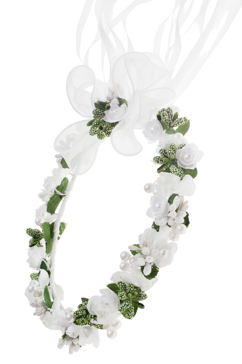 Wianek komunijny jak żywy zielona gipsówka wianki komunijne WM18-23