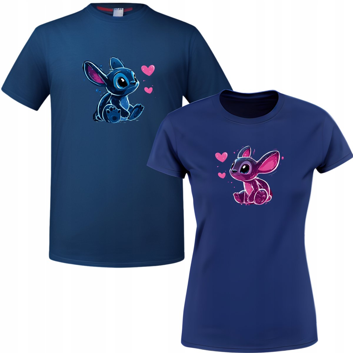 Zestaw koszulek dla par Stitch Angel prezent na Walentynki