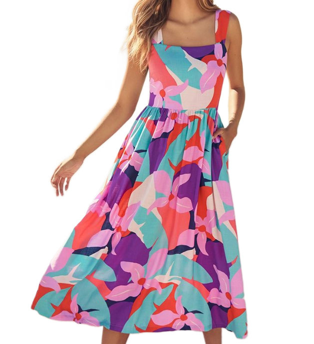 MAXI SUKIENKA DŁUGA RÓŻOWE KWIATY BOHO PLAŻOWA WIĄZANE RAMIĄCZKA NA LATO