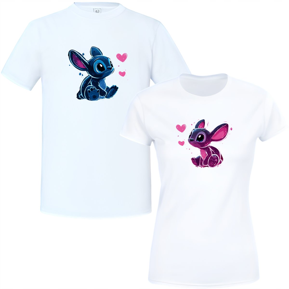 Zestaw koszulek dla par Stitch Angel prezent na Walentynki