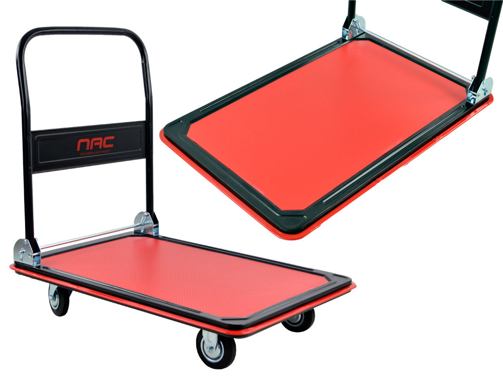 WÓZEK MAGAZYNOWY TRANSPORTOWY NAC UDŹWIG 300 KG PEŁNE KOŁA 125 MM SKŁADANY