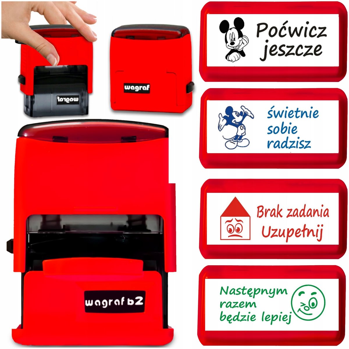 Pieczątki Wagraf 2 Nauczycieli Motywujące Edukacyjne Szkoła Dzieci 4 Szt