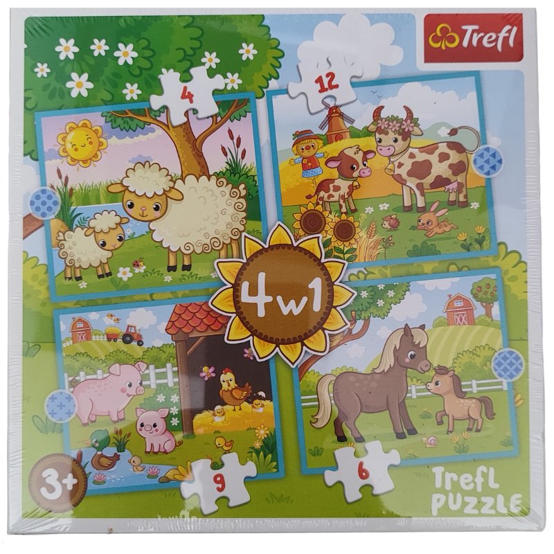 Trefl Puzzle 4w1 Zwierzęta Farma 3+