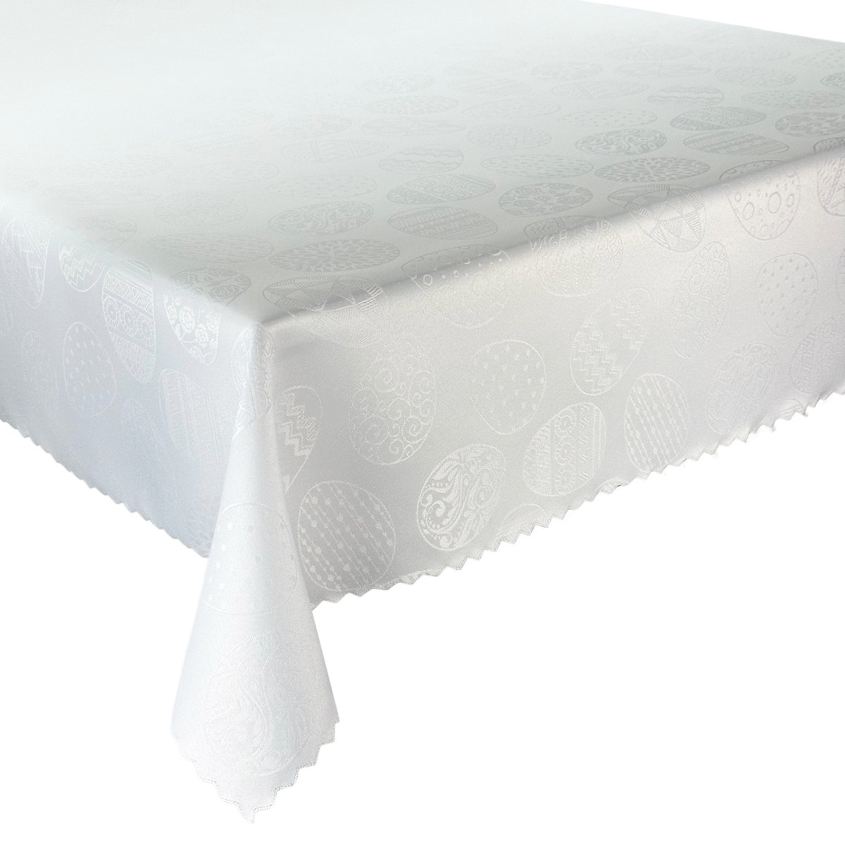 Obrus Plamoodporny Świąteczny Pisanki Wielkanocny 3355 Biały-160x240 cm