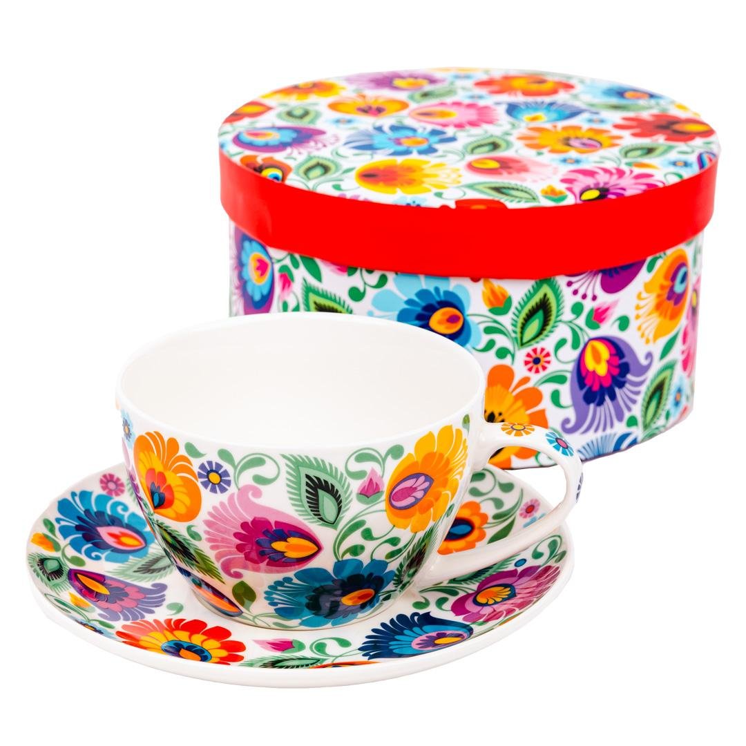 Filiżanka Małgosia w pudełku do kawy i herbaty 300ml łowicka Porcelanowa