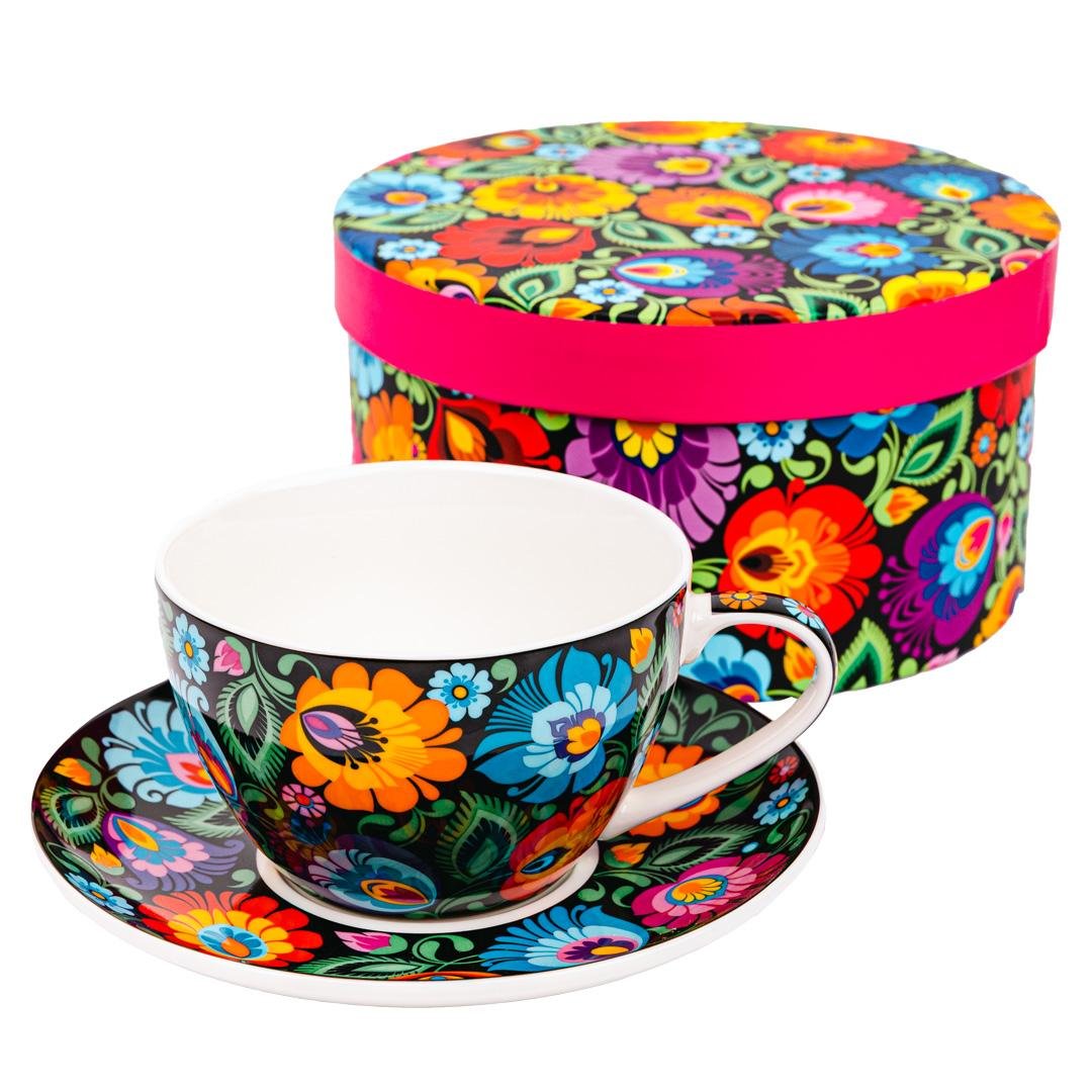 Filiżanka Małgosia w pudełku do kawy i herbaty 300ml łowicka Porcelanowa