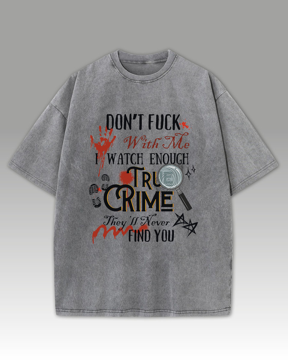 Koszulka oversize True Crime Prawdziwa Zbrodnia Grafitowy XL